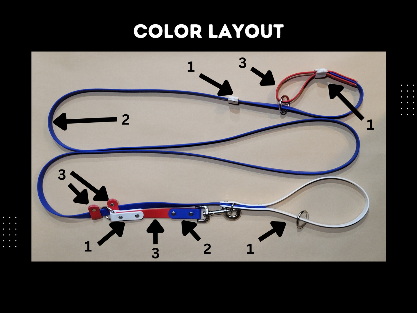 3/4" Tricolor Hands Free Convertible BioThane® Slip Lead
